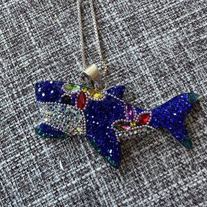 Shark Crystal Silver Pendant Necklace made in Mexico